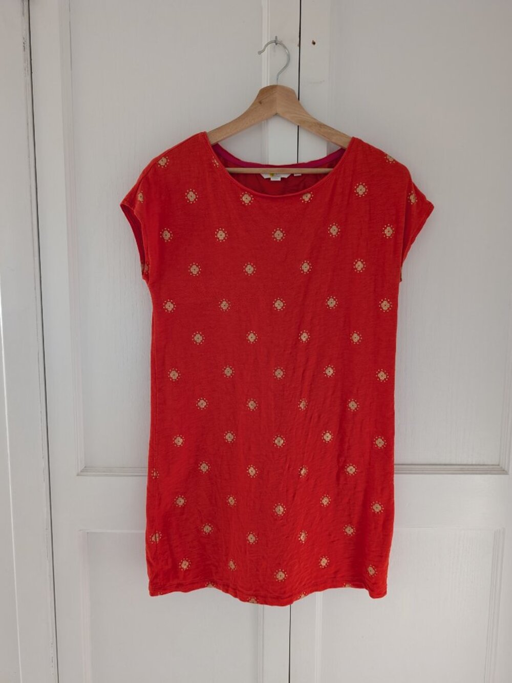 Boden Red and Gold Cotton Shift Dress size 4